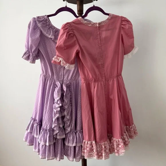 ✨ Vintage Prairie Square Dance Dress Bundle Lace Ruffle Cottagecore XS - Picture 2 of 11
